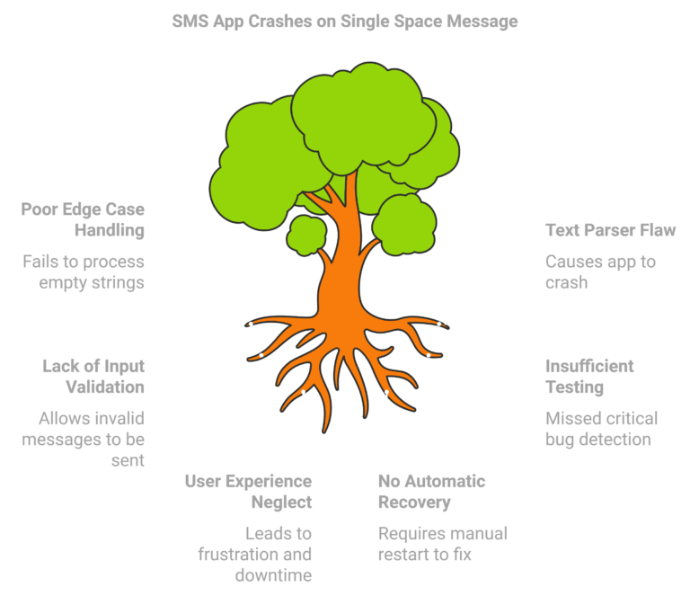 Impact Analysis: The "Empty SMS" Bug | Rishikesh Vajre | Testtales | Test Tales | Testtales.com | 1. Functional Impact Severity: High Description: Since SMS is a core feature of the application, crashing due to such an edge case makes the app unreliable. A restart is required to regain functionality, leading to poor usability. Examples: Users attempting to send a blank message (e.g., as a placeholder or accidental input) will experience app crashes. Group chats or emergency communications could be interrupted unexpectedly. User Experience Impact Severity: Critical Description: Users lose trust in the application due to frequent and unexpected crashes, particularly when using basic features. Potential Reactions: Users may leave negative reviews on app stores, affecting future downloads. Frustrated users might switch to alternative messaging apps, leading to customer churn. Business Impact Severity: Moderate to Critical Description: The bug damages the brand’s reputation and user loyalty, especially if it's widely reported. For businesses relying on SMS for marketing or support, this bug could disrupt operations. Specific Outcomes: Loss of revenue due to churn or refund requests for premium app versions. Increased customer support tickets related to app crashes.